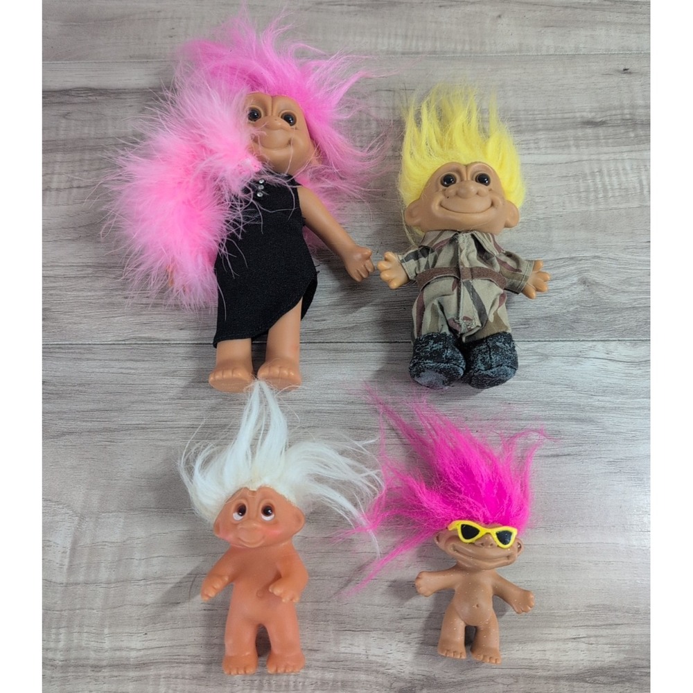 Vintage Troll Dolls Lot of 4 Russ Norfin Street Kids Tracey Baby Toddler
